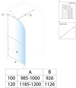 Rea Sky, Walk-in sprchová zástena 120x200 cm, zlatá matná, KPL-K4331
