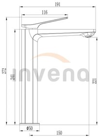 Invena Neri, vysoká umývadlová batéria, čierna matná, BU-01-W04-L