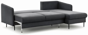 Rozkladacia rohová sedačka Taila Mini pravá - šedý zamat Velluto 18 / čierne nožičky