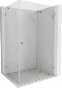 Mexen Lunar-F, 1-krídlový sprchový kút so skladacími dverami, pravý, 95 x 70 cm, 8mm číre sklo, zlatý lesklý profil, 836-095-070-50-00-P