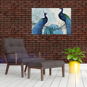 Obraz - Pávy s textúrami (90x60 cm)