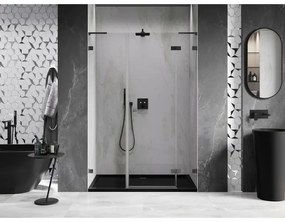 Mexen Lunar L, výklopné pravé sprchové dvere 130 cm, 8mm číre sklo, brúsený grafit profil, 834SL-130-050-66-00-P