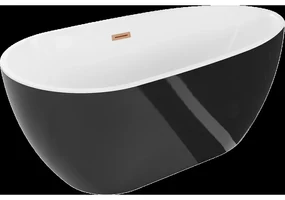 Mexen Eos voľne stojaca vaňa 150 x 75 cm, biela/čierna, prepad z brúseného medi - 52471507575-65