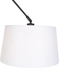 Závesné svietidlo čierne s tienidlom z ľanu biele 35 cm - Blitz