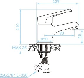 Kuchinox Grace, stojanková umývadlová batéria, chrómová, LAV-BKY_020D