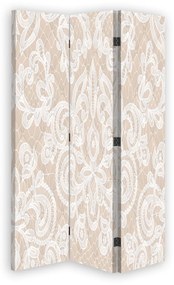 Ozdobný paraván Elegantní retro béžová - 110x170 cm, trojdielny, klasický paraván