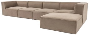 Rohová pohovka Sora s rámom zo 100% hrabového dreva 430 x 102 cm, pravá, kapučínová