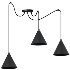 Závesné svietidlo Soho Spider, 3x čierne kovové tienidlo, (fi 14cm)