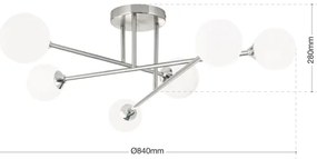 Orion DL 7-786/6 - Prisadený luster SNOWWHITE 6xG9/20W/230V pr. 84 cm matný chróm