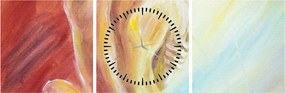 Obraz odpočívajúce ženy, olejomaľba (s hodinami) (90x30 cm)