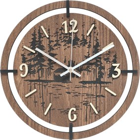 Drevené hodiny na stenu les 30 až 50 cm | NILSE: HDF - Javor 30 cm 4804-115436 HDF0702-ruky-silver