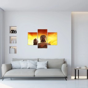 Obraz - Budha s červenožltým pozadím (90x60 cm)