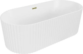 Mexen Paola voľne stojaca vaňa biela matná, zlatý prepad 170x80 cm