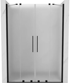 Mexen Velar Duo, posuvné sprchové dvere do otvoru 140 cm, 8mm sklo námraza, čierna matná, 871-140-000-32-70