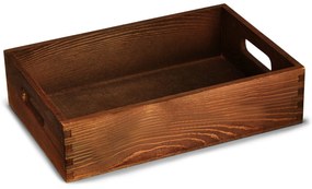 Bar@drinkstuff Drevený podnos na hamburger tmavá borovica 28 x 19 x 6cm