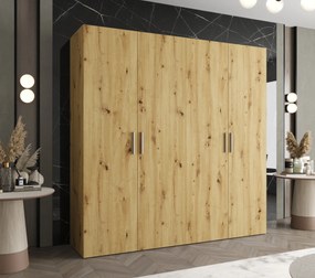Šatníková skriňa 200 cm Borry 1 (dub artisan + strieborná). Akcia -19%. Vlastná spoľahlivá doprava až k Vám domov. 1125768