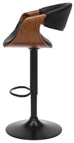 Barová stolička ORGANIC otočná čierna dekor orechového dreva