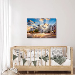 Obraz - Calle Gran Vía, Madrid, Španielsko (90x60 cm)