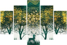 Obraz - Jelene v zelenom lese (150x105 cm)
