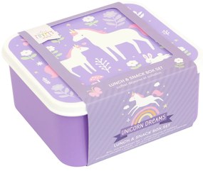 A Little Lovely Company - súprava štyroch desiatových škatuliek - jednorožce a dúha