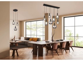 Čierne závesné svietidlo so skleneným tienidlom Diva – Trio