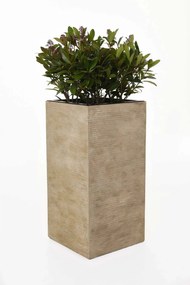 Vysoký kvetináč BLOCK, sklolaminát, výška 80 cm, béžové riadky