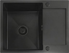 Rea Paul, 1-komorový oceľový drez 600x480x185 mm, čierna matná, ZLE-06011