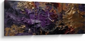 Obraz - Textúrovaná abstrakcia (s hodinami) (90x30 cm)