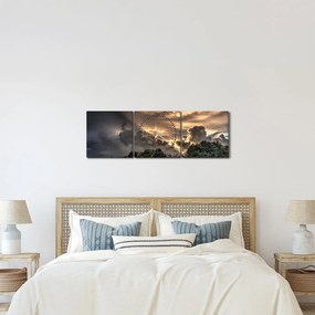 Obraz mračien a lesa (s hodinami) (90x30 cm)