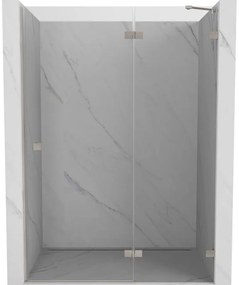 Mexen, Mexen Lunar pravé otočné sprchové dvere 135 cm, transparentné, brúsený nikel - 834-135-000-97-00-P