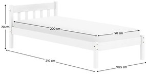 Jednolôžková posteľ 90x200 cm Malil (biela). Vlastná spoľahlivá doprava až k Vám domov. 1119523
