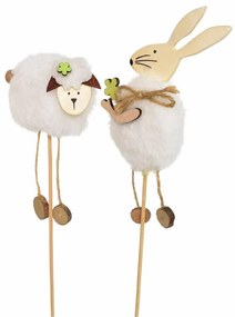 Sada zápichov plyšový zajačik a ovečka, 2 ks, v. 34 cm