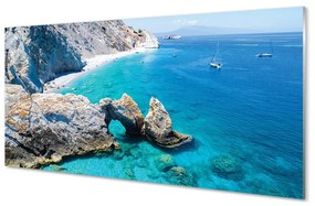 Sklenený obraz Grécko Beach brehu mora 120x60 cm
