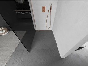 Mexen Kioto, sprchová zástena Walk-In 100 x 200 cm, 8mm šedé sklo, medený matný profil, 800-100-101-65-40