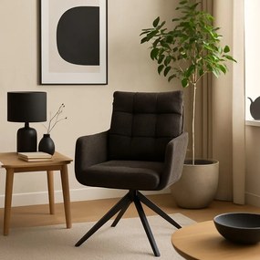 Otočná stolička s podrúčkami Fioro, čierna