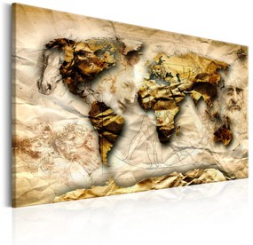 Artgeist Obraz - Map: Leonardo da Vinci inspiration Veľkosť: 60x40, Verzia: Premium Print