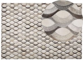 Kožený koberec 160 x 230 cm hnedá/béžová KIRCA Beliani