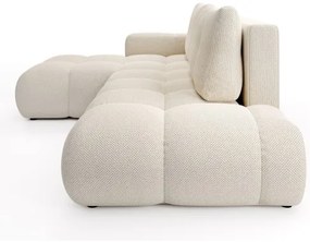 Rozkladacia rohová čalúnená sedacia súprava s úložným priestorom v tvare L ALMADA ľavá svetlo-béžová