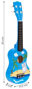 Detská drevená gitara, modrá, ECOTOYS