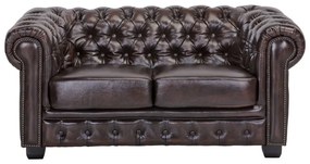 furniture-nabytek.cz - Dvojmiestna pohovka Chesterfield z pravej kože, hnedá