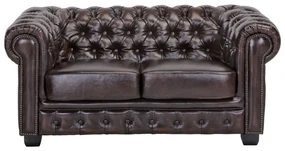furniture-nabytek.cz - Dvojmiestna pohovka Chesterfield z pravej kože, hnedá