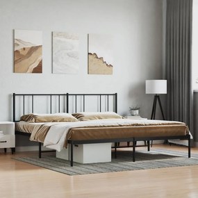 Kovový rám postele s čelom čierny 200x200 cm 352487