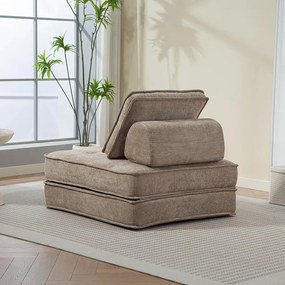 Rozkladacia penová sofa CALMERO - svetlo hnedá