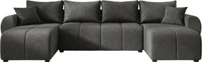 Rozkladacia obojstranná sedacia súprava do U SEVIO 311x145 cm, tmavosivá + 2 vankúšiky ZDARMA