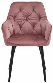 Jedálenská stolička JORK zamatová, ružová (čierne nohy)