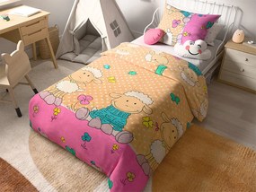 Bavlnené obliečky do postieľky OVEČKY krémové Rozmer obliečky: 45 x 65 cm | 90 x 135 cm