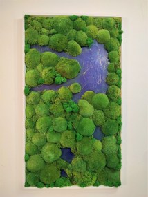 Machový obraz v kombinácii s epoxidovou živicou 80cm x 40cm