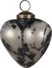 Granitová antik sklenená vianočná ozdoba srdca Noirre - 8*4*8 cm