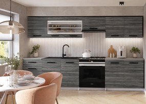 Kuchynská linka Belini 260 cm šedý antracit Glamour Wood s pracovnou doskou Justyna  TOR JUSTYNA/3/WT/GW1/0/B1