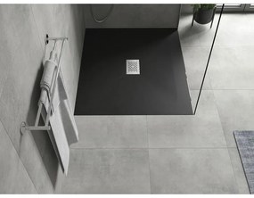 Mexen Hugo, obdĺžniková sprchová vanička SMC 130 x 100 cm, čierna, oceľová krytka, 42701013-X